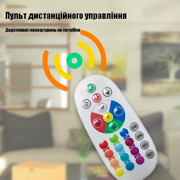 Нічник акваріум з 3D медузами з пультом керування 30 см LED 16 кольорів JELLY fish Чорний - фото 9