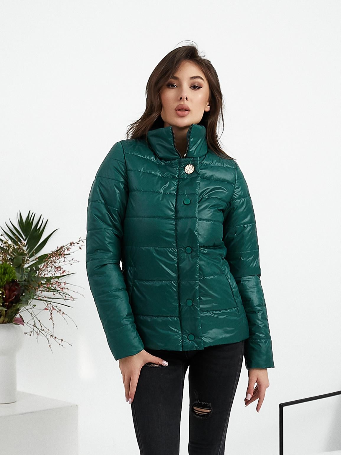 Куртка демисезонная Khan тонкая короткая р. 46 Бутылочный (Kh211)