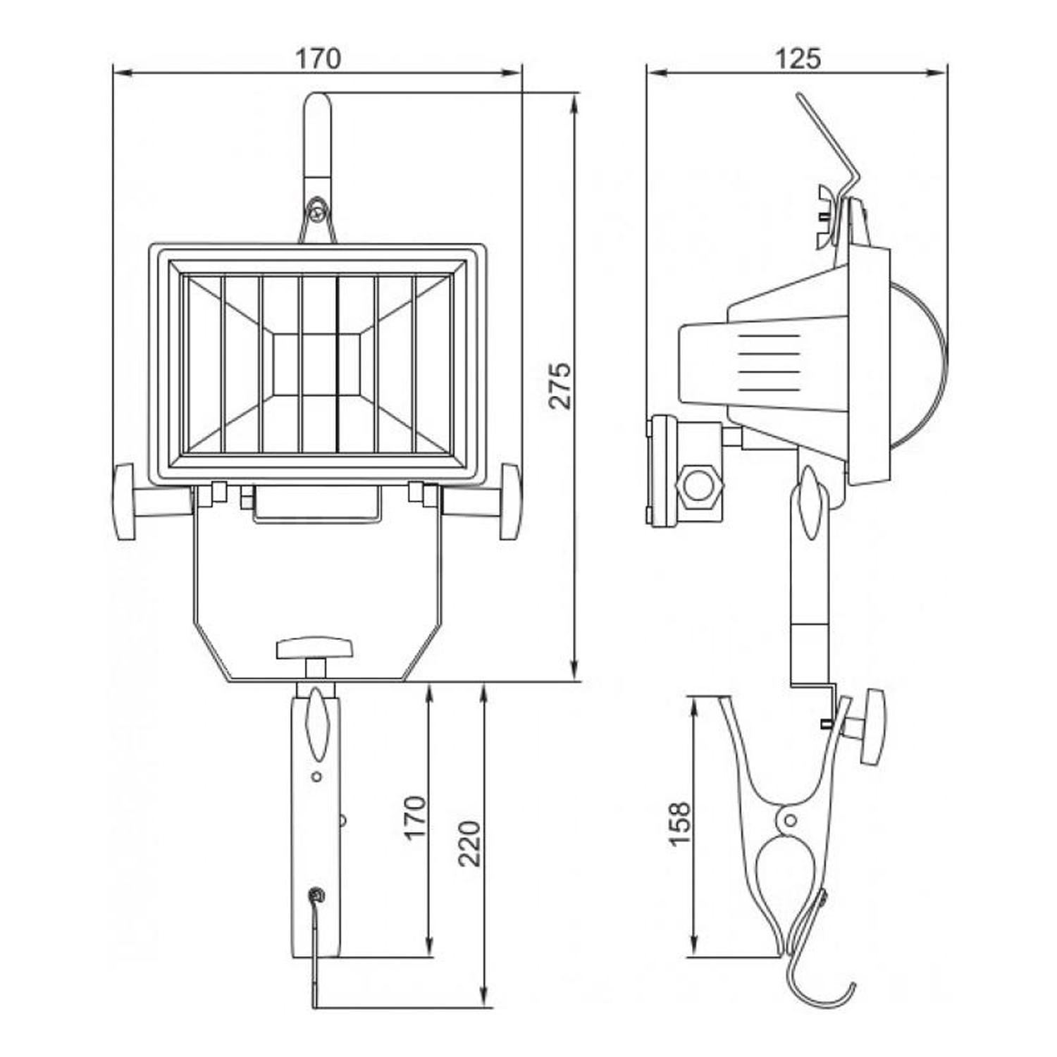 Прожектор галогенний УЕК ІО150КЛ 150W 230V Rx7s IP54 125x170x275 мм Чорний (LPI04-1-0150-K02) - фото 2 Прожектор галогенний УЕК ІО150КЛ 150W 230V Rx7s IP54 125x170x275 мм Чорний (LPI04-1-0150-K02) - фото 2