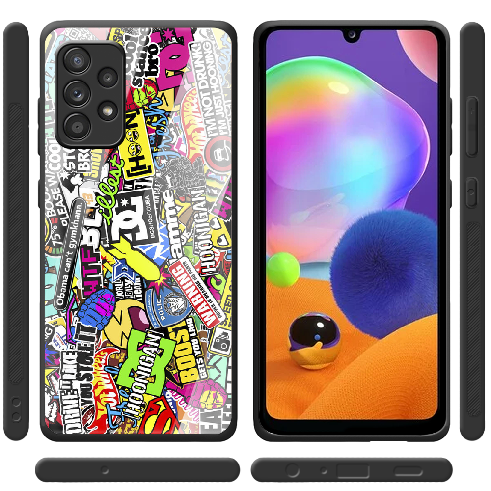 Чехол BoxFace Samsung A325 Galaxy A32 Multicolored Inscriptions Черный силикон со стеклом (42084-up880-42234) - фото 2