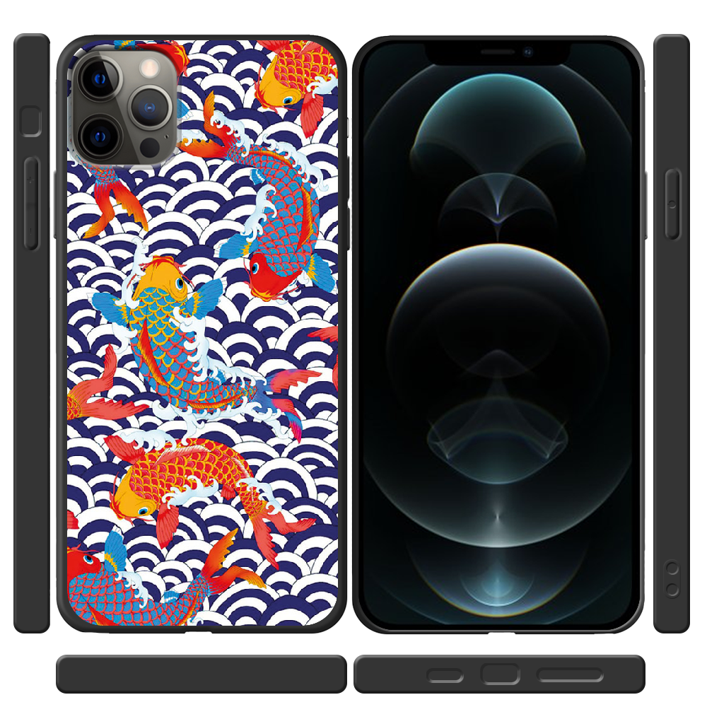 Чехол Boxface iPhone 12 Pro Koi Fish Черный силикон (41086-up2477-41089) - фото 2