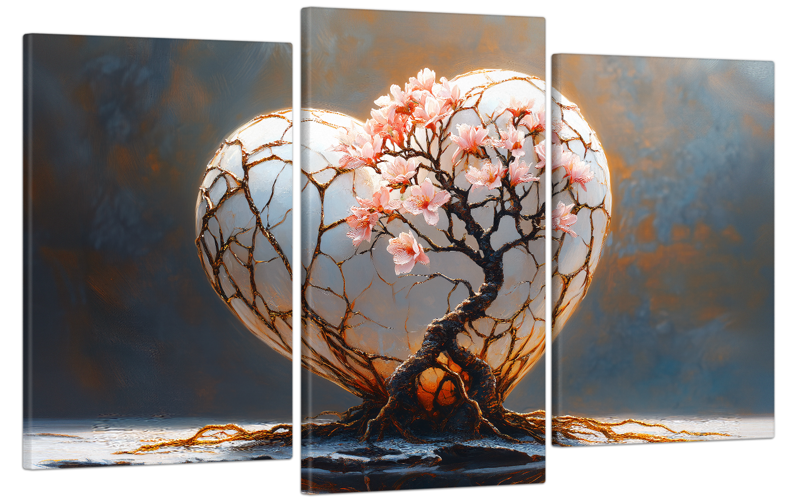 Картина на полотні МАКО дерево серця 53x100 см Білий (MK30633)