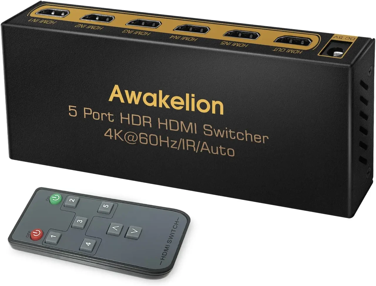 Перемикач HDMI Awakelion Premium Чорний (X0016T1C2R)