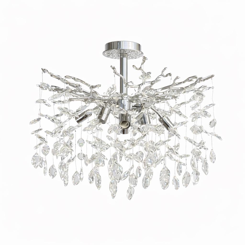 Люстра стельова кришталева Гліцинія 8076/D500CH на 6 ламп Сріблястий (32084298)