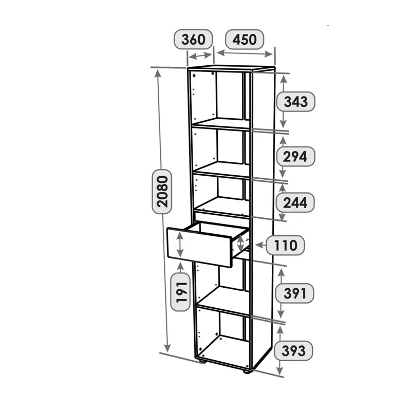 Пенал с выдвижным ящиком Еверест Лайт ПЛ-1 Дуб сонома (26789219) - фото 2 Пенал с выдвижным ящиком Еверест Лайт ПЛ-1 Дуб сонома (26789219) - фото 2