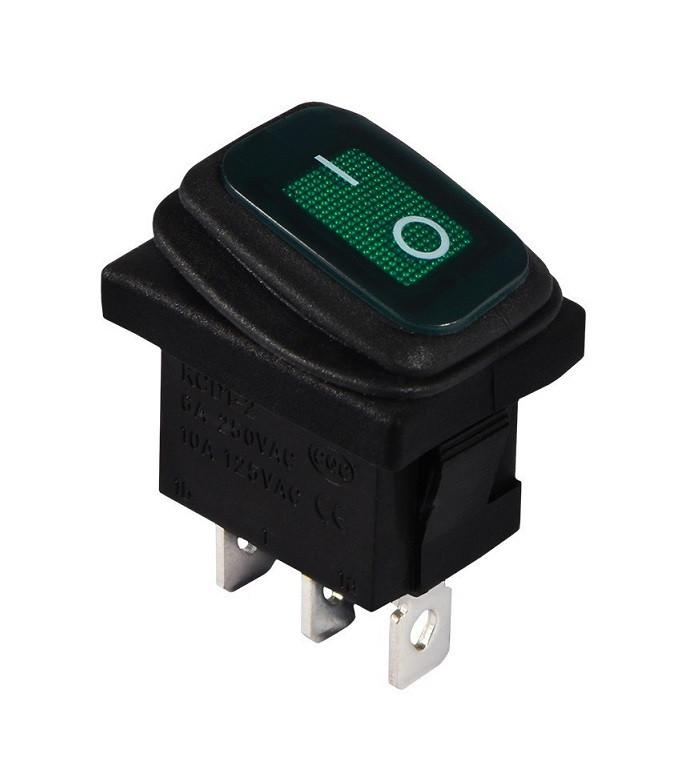 Переключатель влагозащищенный TechnoSystems KCD1-2-101WN G/B 220 V с подсветкой Green (1554871112)