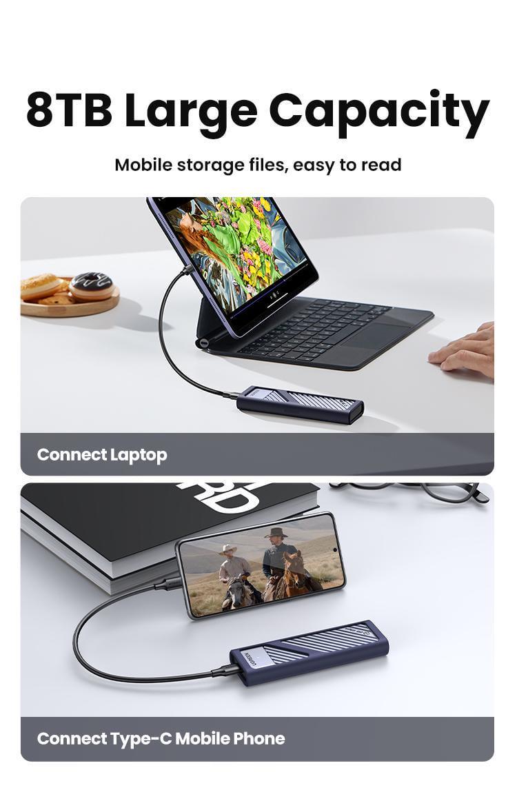 Корпус UGREEN для M.2 NVME та SATA SSD дисків 20 Гбіт/с з Кабелем M та B&M 2280/2230/ 2242/2260 для PCI-e та NGFF Сріблястий (35576) - фото 13 Корпус UGREEN для M.2 NVME та SATA SSD дисків 20 Гбіт/с з Кабелем M та B&M 2280/2230/ 2242/2260 для PCI-e та NGFF Сріблястий (35576) - фото 13