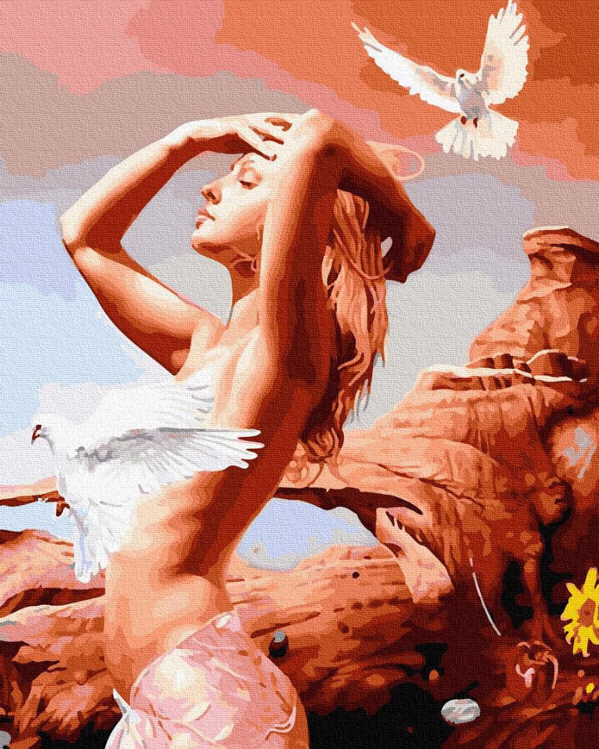 Картина по номерам Brushme "Девушка с голубями" 40х50 см (BK-GX35047)