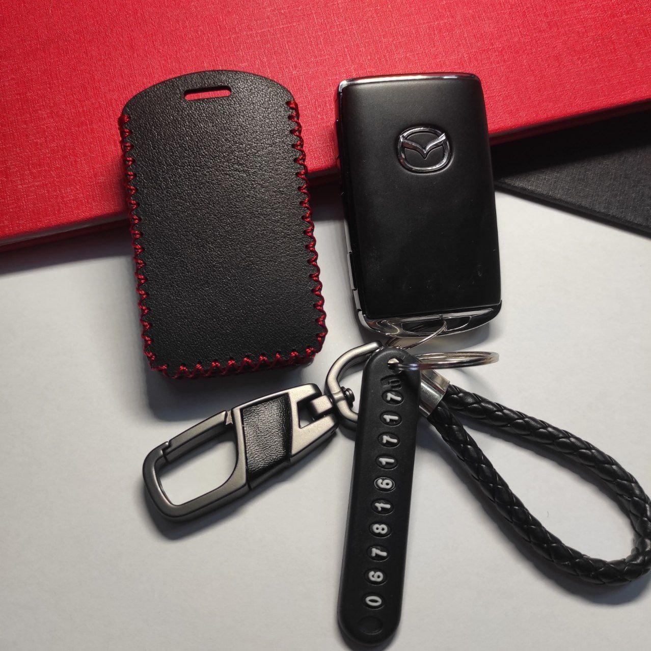 Чехол кожаный для Mazda CX-30 CX 5 2019-2022 3 кнопки с номером телефона