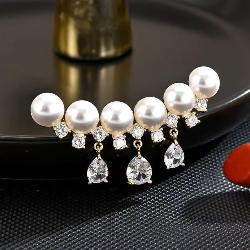 Брошка з намистинами та стразами 50x25 мм (158511311)