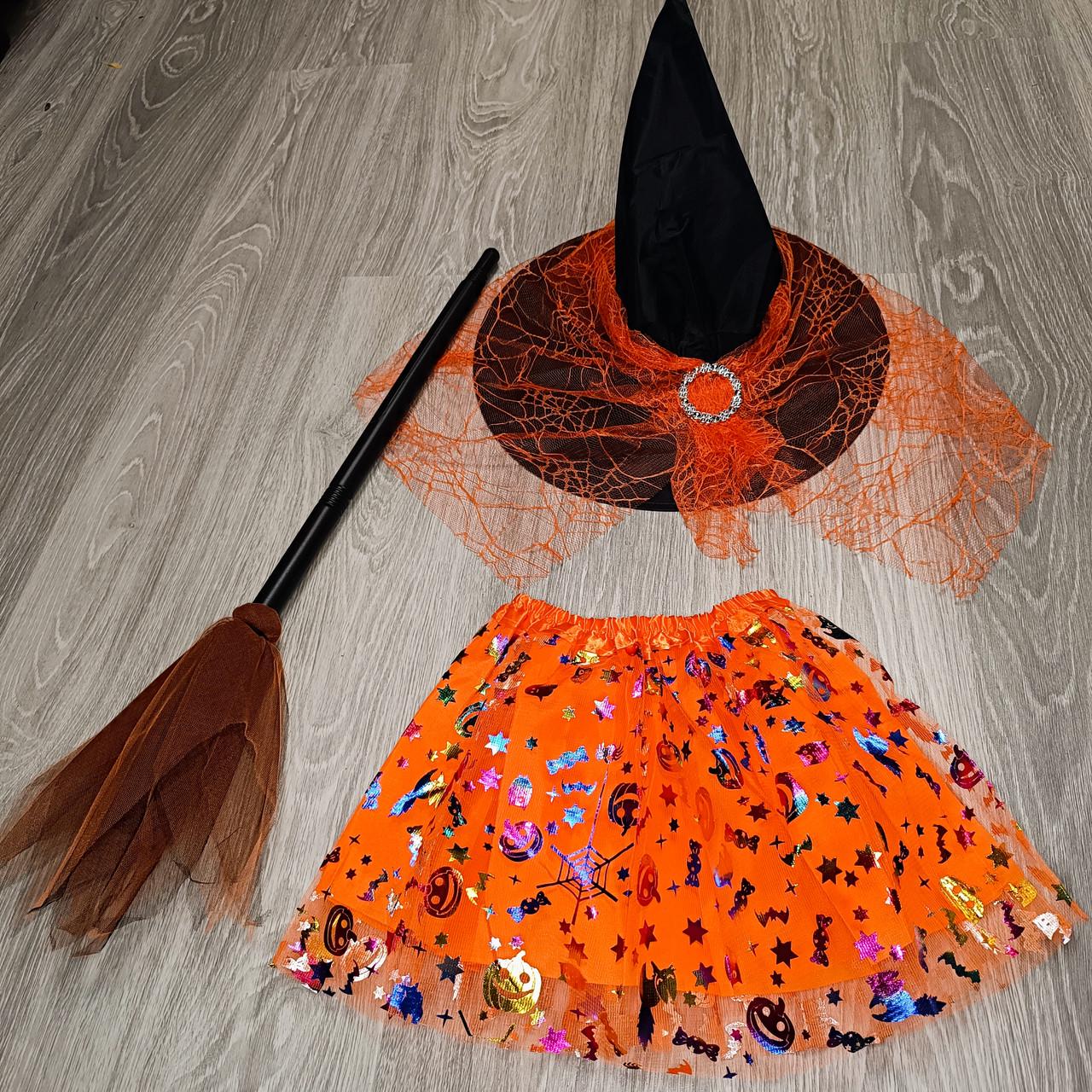 Карнавальный костюм Ведьмочки No 2 со шляпой/юбкой и метлой на 4 года Оранжевый (2773056097) - фото 2 Карнавальный костюм Ведьмочки No 2 со шляпой/юбкой и метлой на 4 года Оранжевый (2773056097) - фото 2