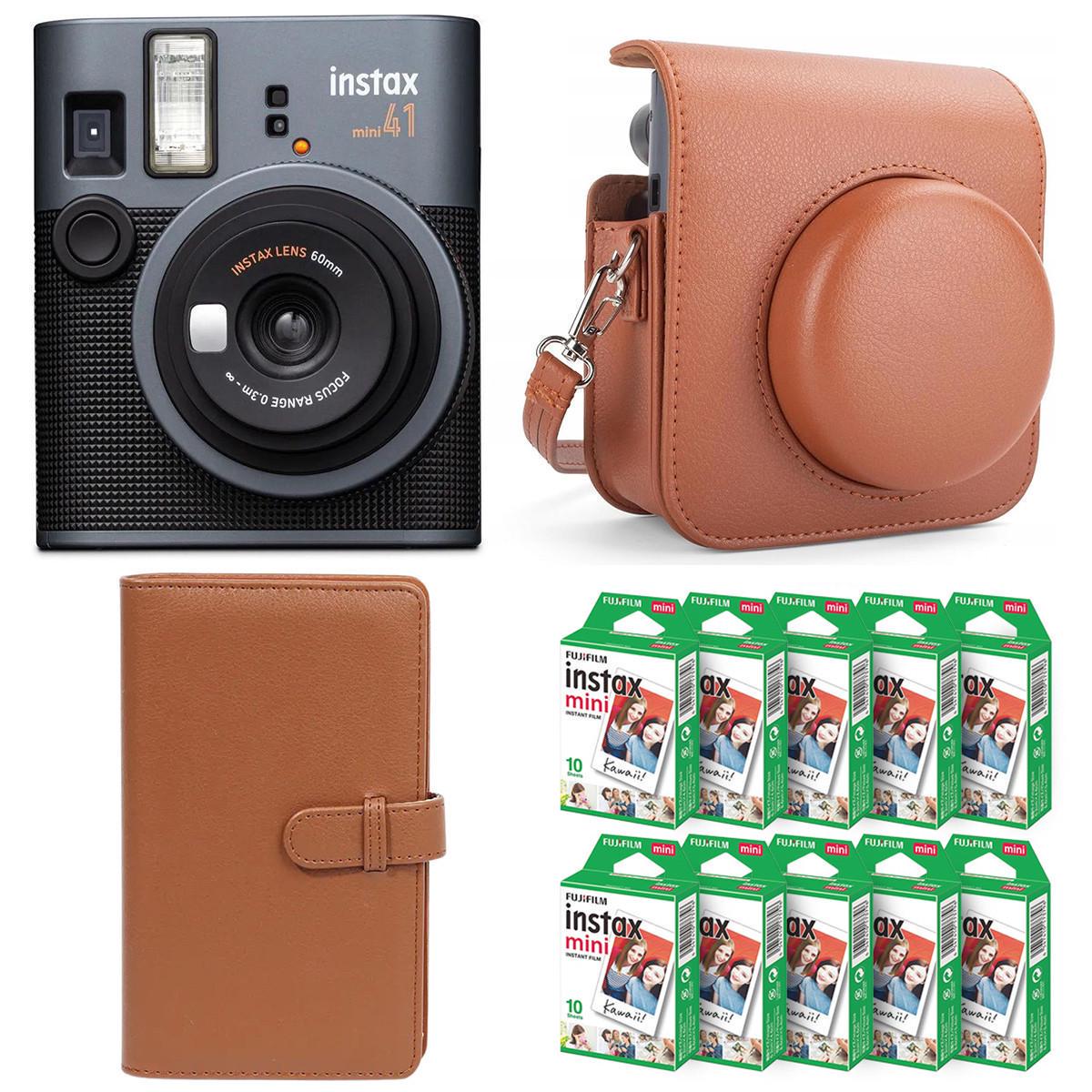 Подарунковий набір фотоапарат Fujifilm Instax Mini 41 фотопапір 100 шт./чохол/фотоальбом на 108 фото Коричневий (2728000754)
