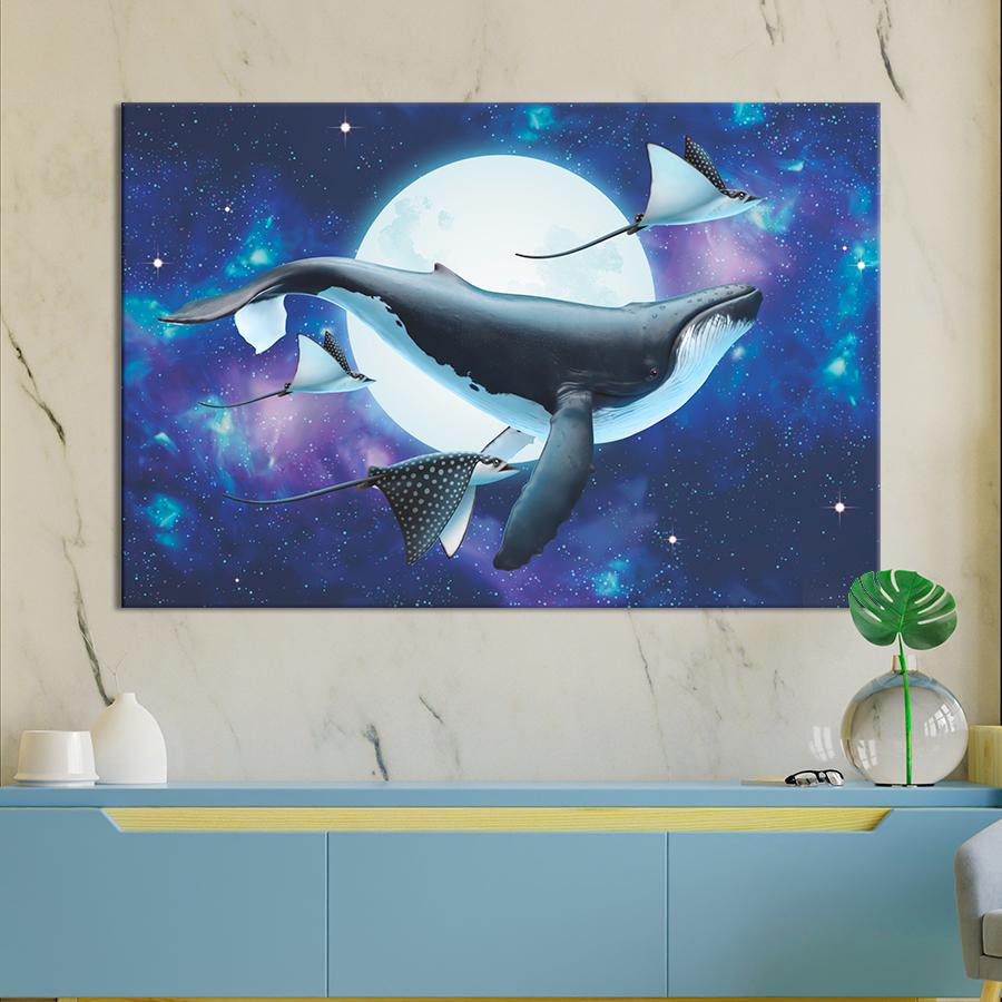 Картина на холсте Кит и морские скаты 80x54 см (V288-1_L)