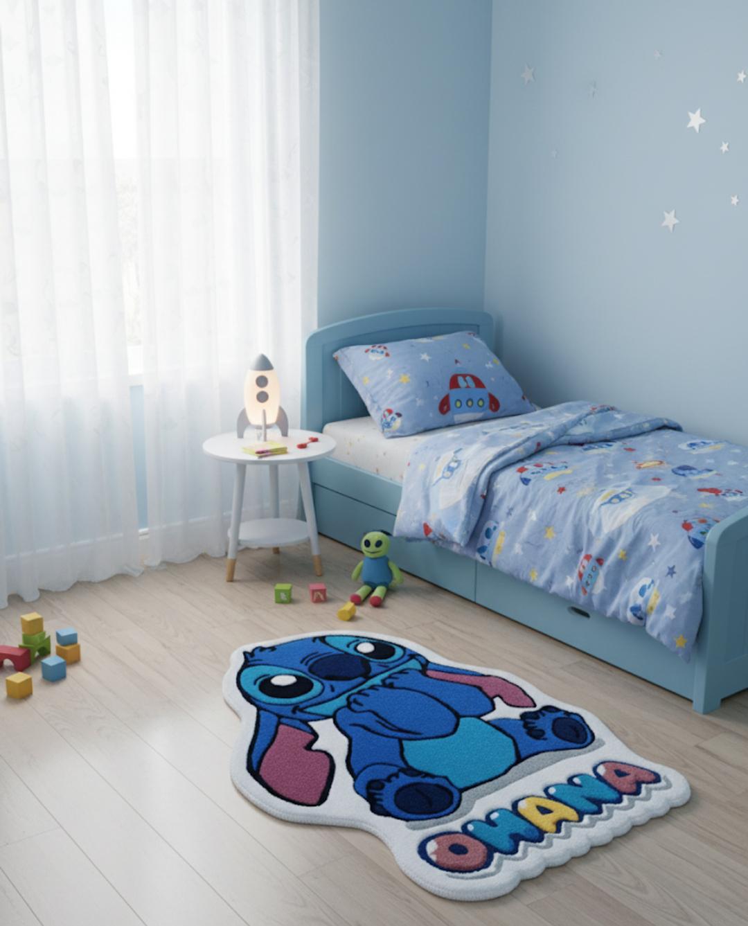 Килим Стіч ручної роботи гіпоалергенний 75х103 см Синій (30078907)