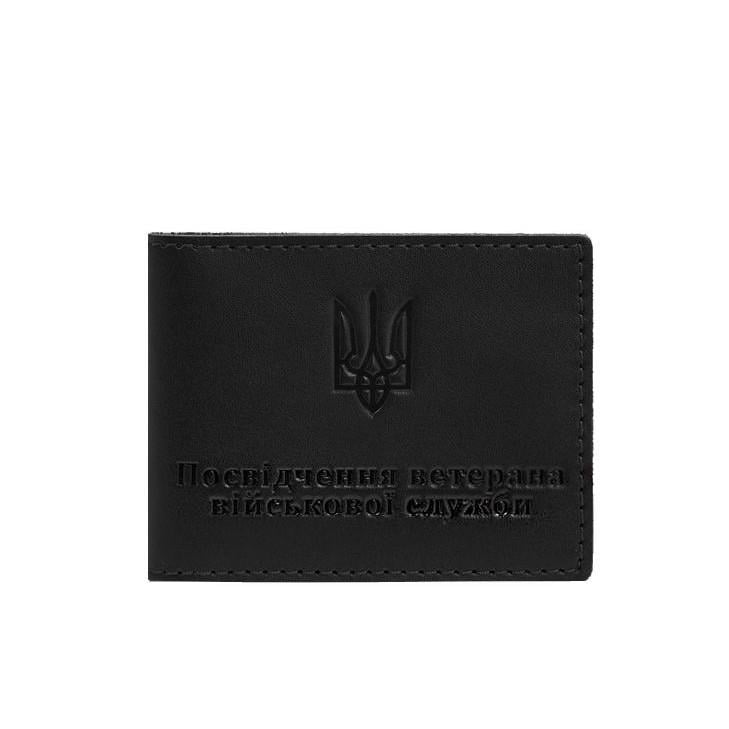 Обложка кожаная для удостоверения ветерана военной службы Черный (A-028531)