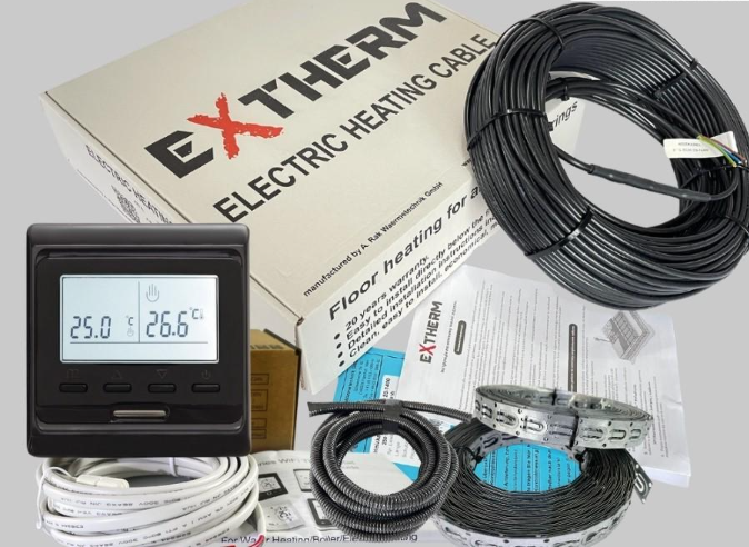 Теплый пол в стяжку EXTHERM ETC ECO 13,5-20,5 м2 2300 Вт с программируемым термостатом Черный (51602)