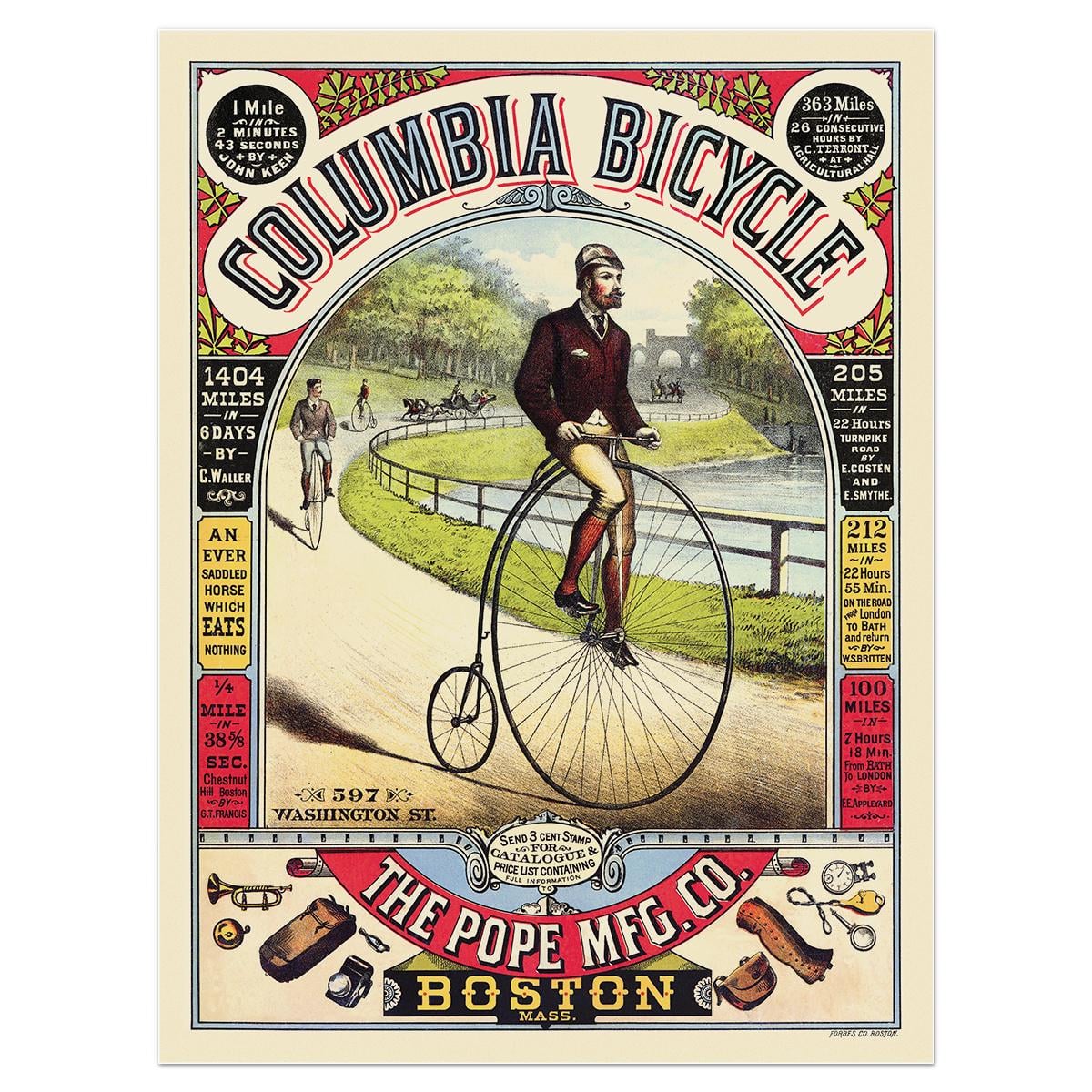 Плакат винтажный Columbia Bicycle 1881 63x84 см (0071)