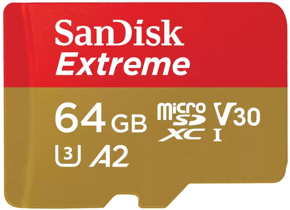 Карта пам'яті SanDisk microSDXC Extreme 64 Gb C10/U3/V30/A2 (SDSQXAH-064G-GN6MN)