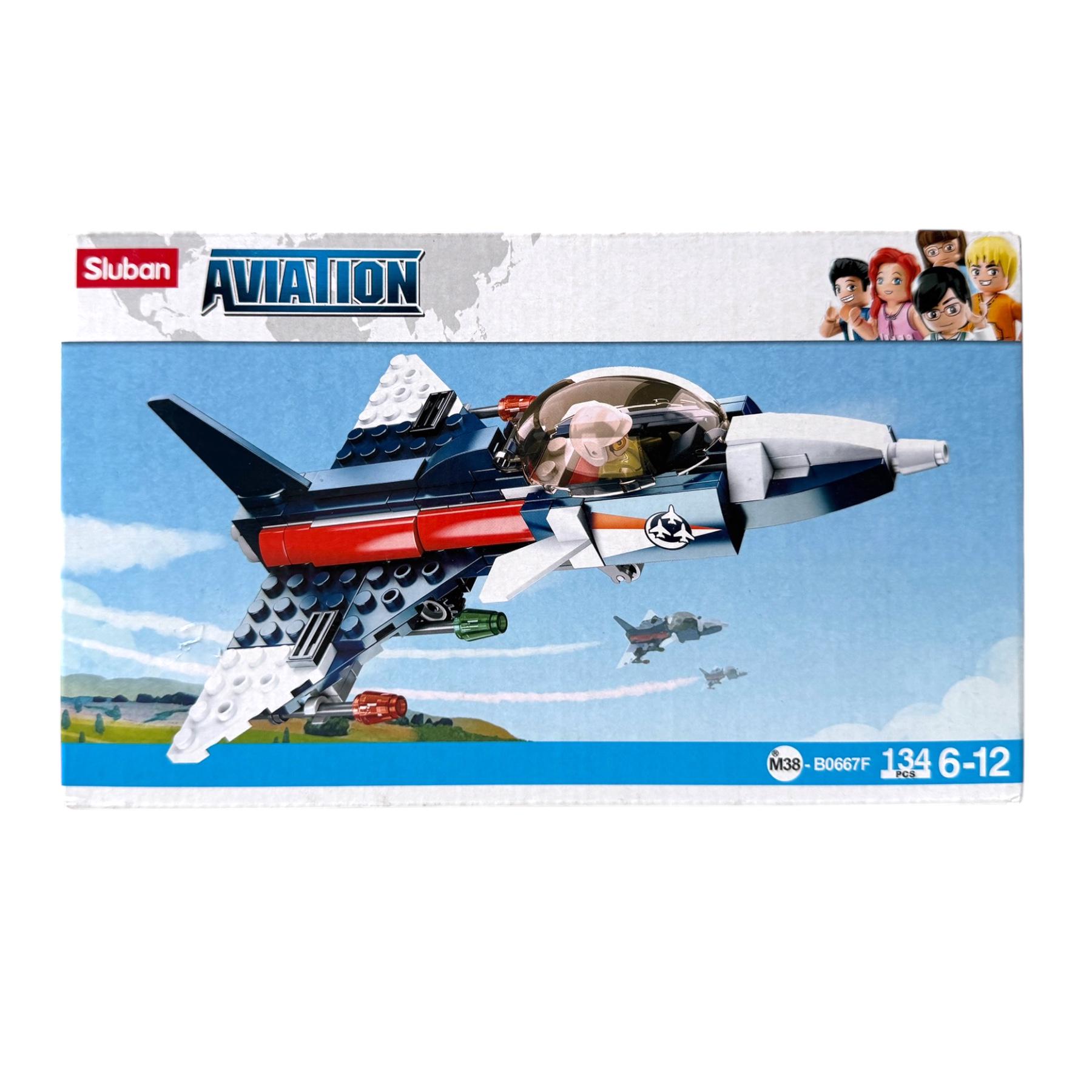 Конструктор Sluban M38-B0667F Авиация Самолет истребитель в коробке (113436)