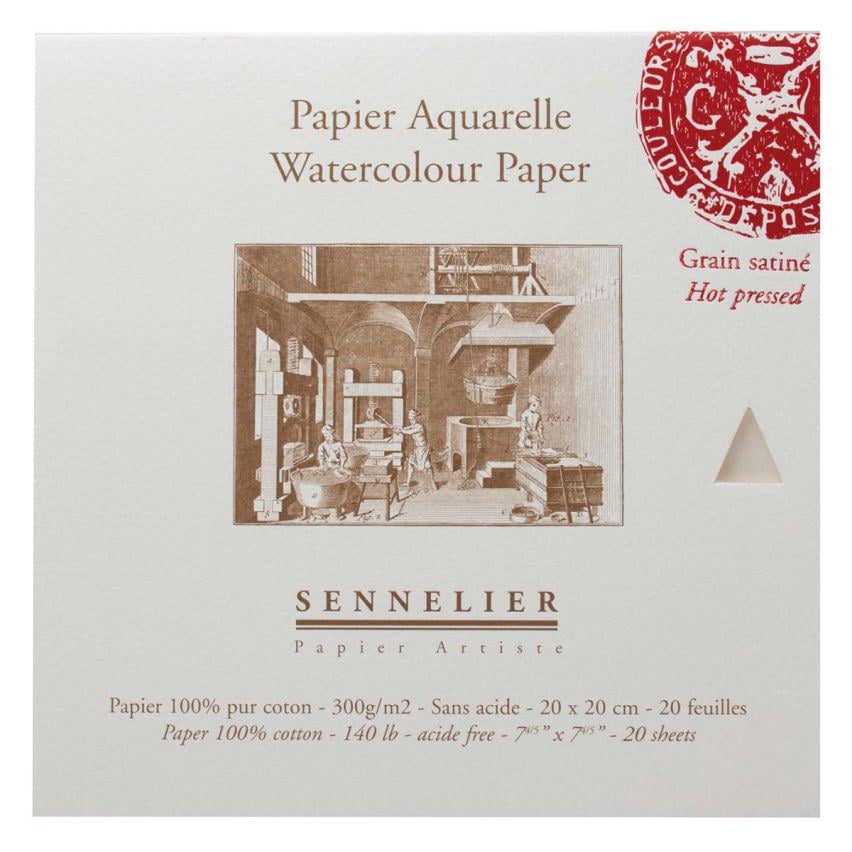 Склейка для акварели Sennelier 300 г горячее прессование 20 листов 20x20 см