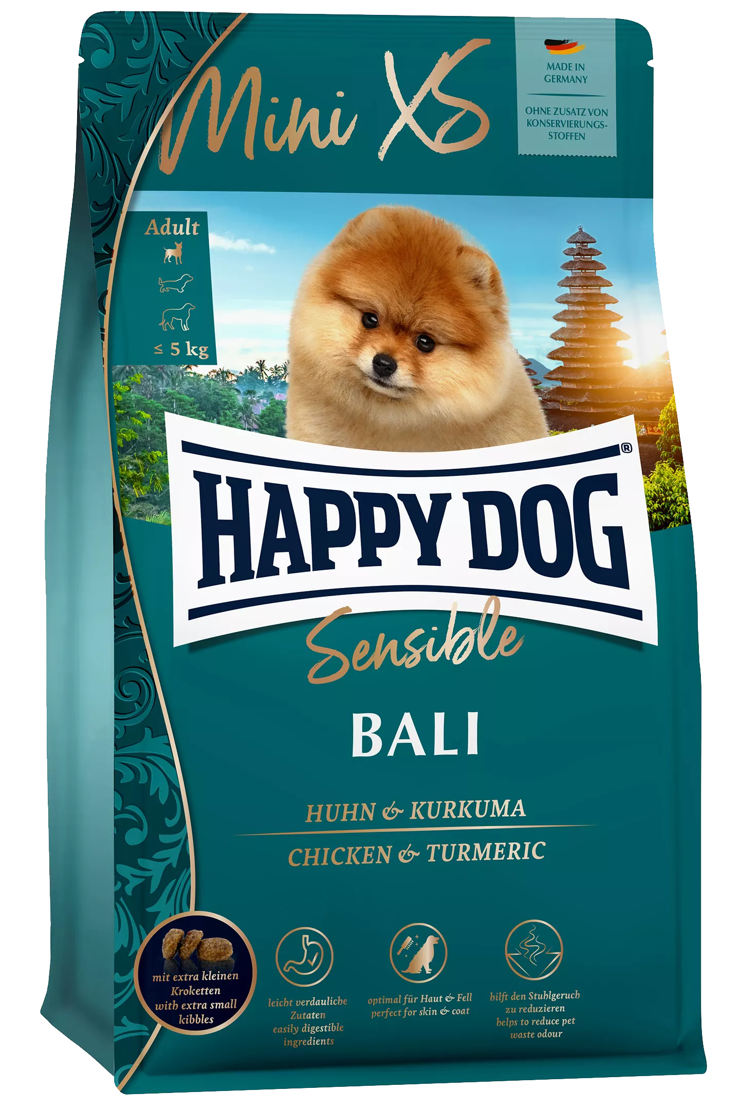 ᐉ Корм для собак Happy Dog Мини XS/XS Бали с курицей и куркумой 1,3 кг  (60944)