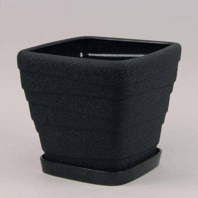 Горшок керамический Flora Квадрат Волна шелк 4,5 л Черный (10434)