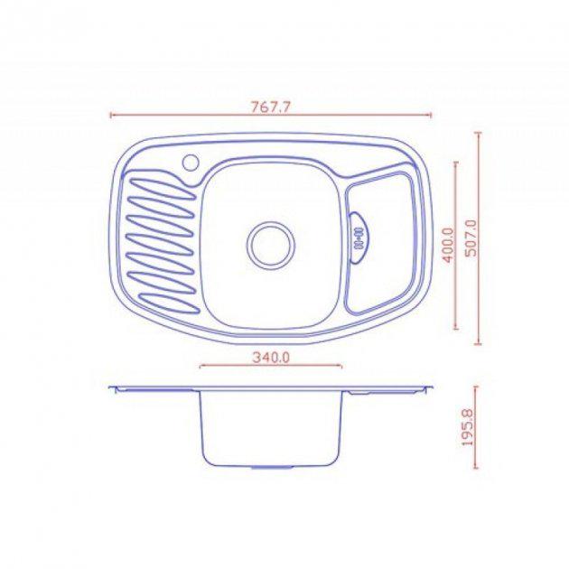 Мийка кухонна Kraft 7851 D Decor врізна 767х507х180 мм 0,8 мм - фото 2