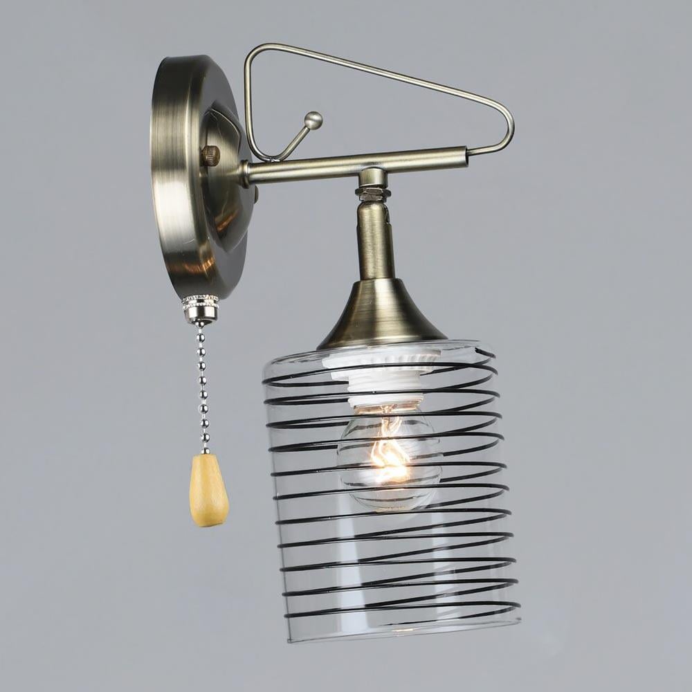 Светильник настенный Light House SRS-20368/1W AB плафон прозрачный с узором Бронза
