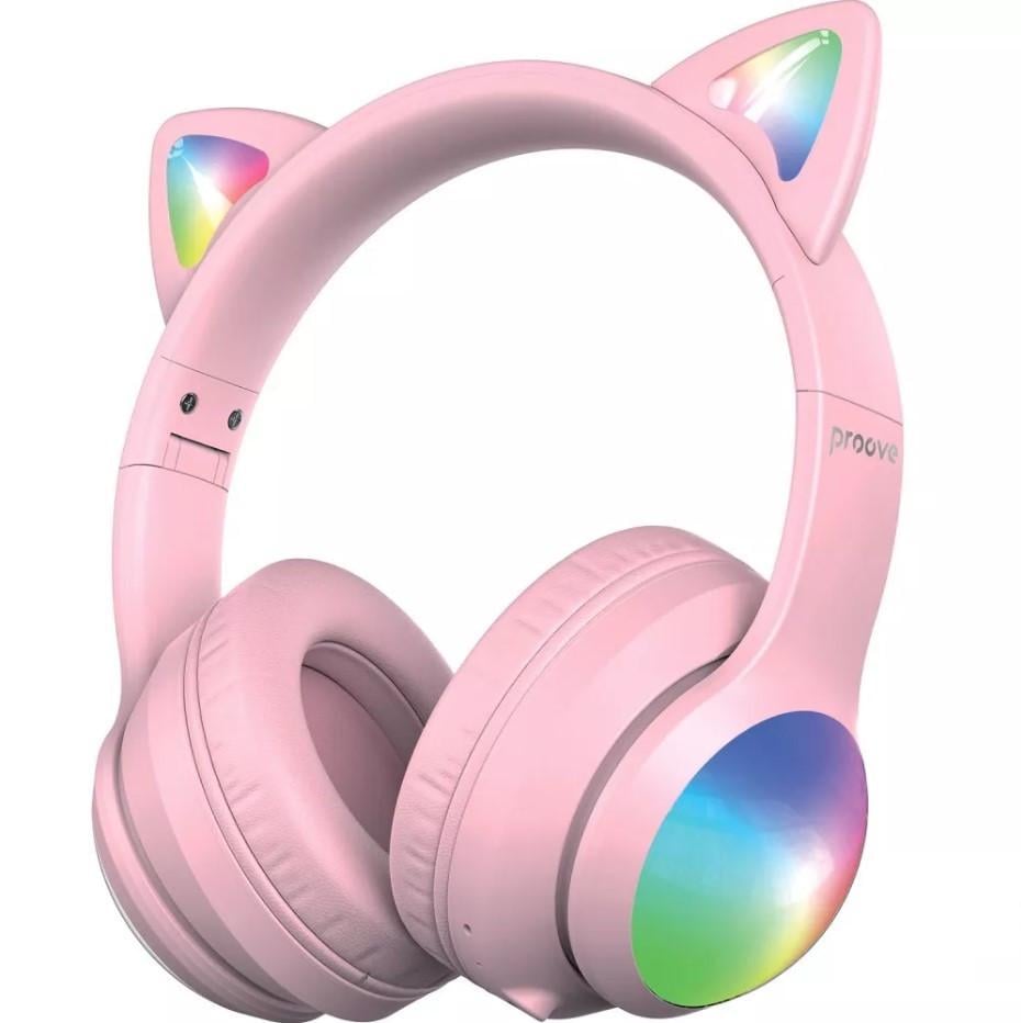 Наушники беспроводные Proove детские с ушками и подсветкой Pink