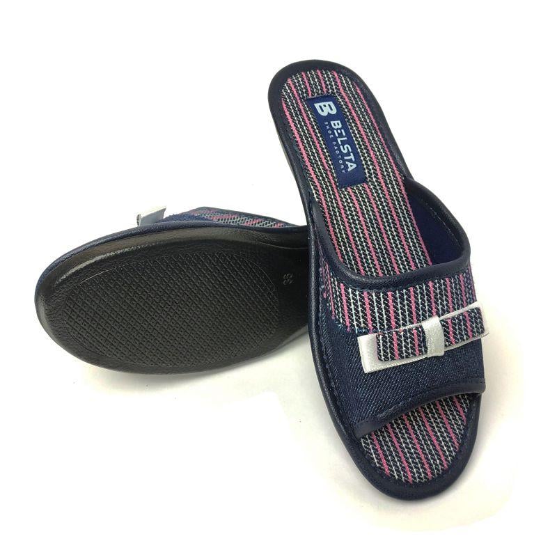 Тапочки домашние женские БЕЛСТА джинсовые с бантиком 943 p. 36 23 см