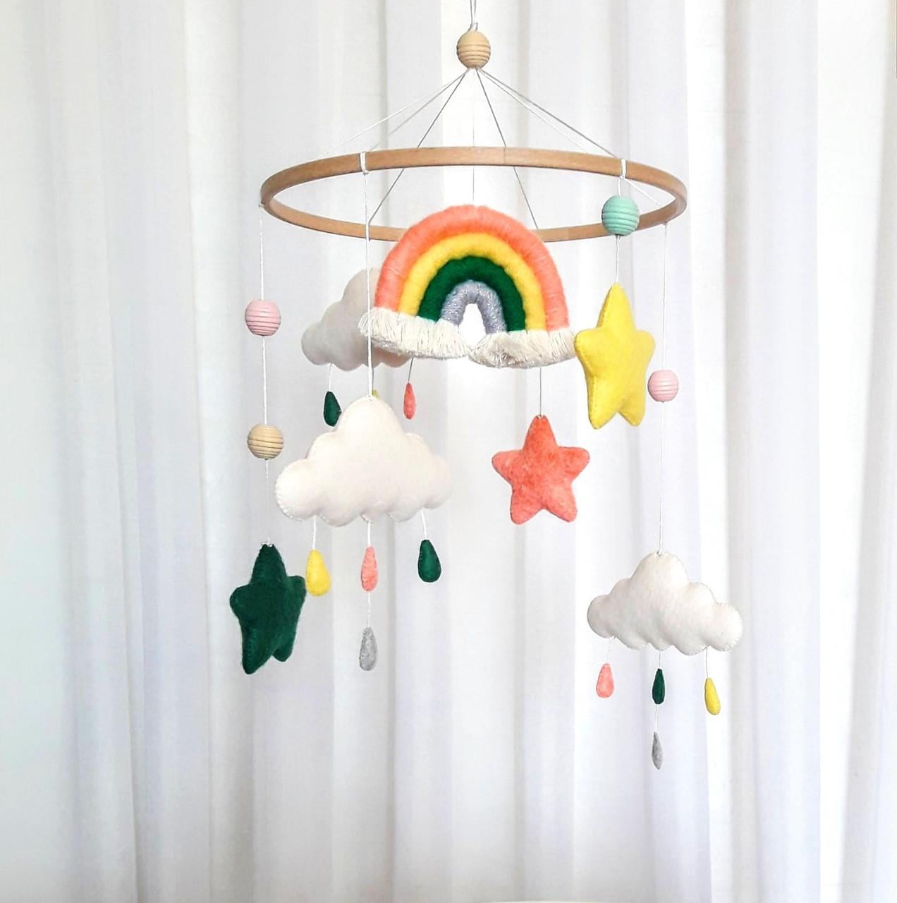Мобиль детский Радуга в кроватку из фетра (BWW-040)