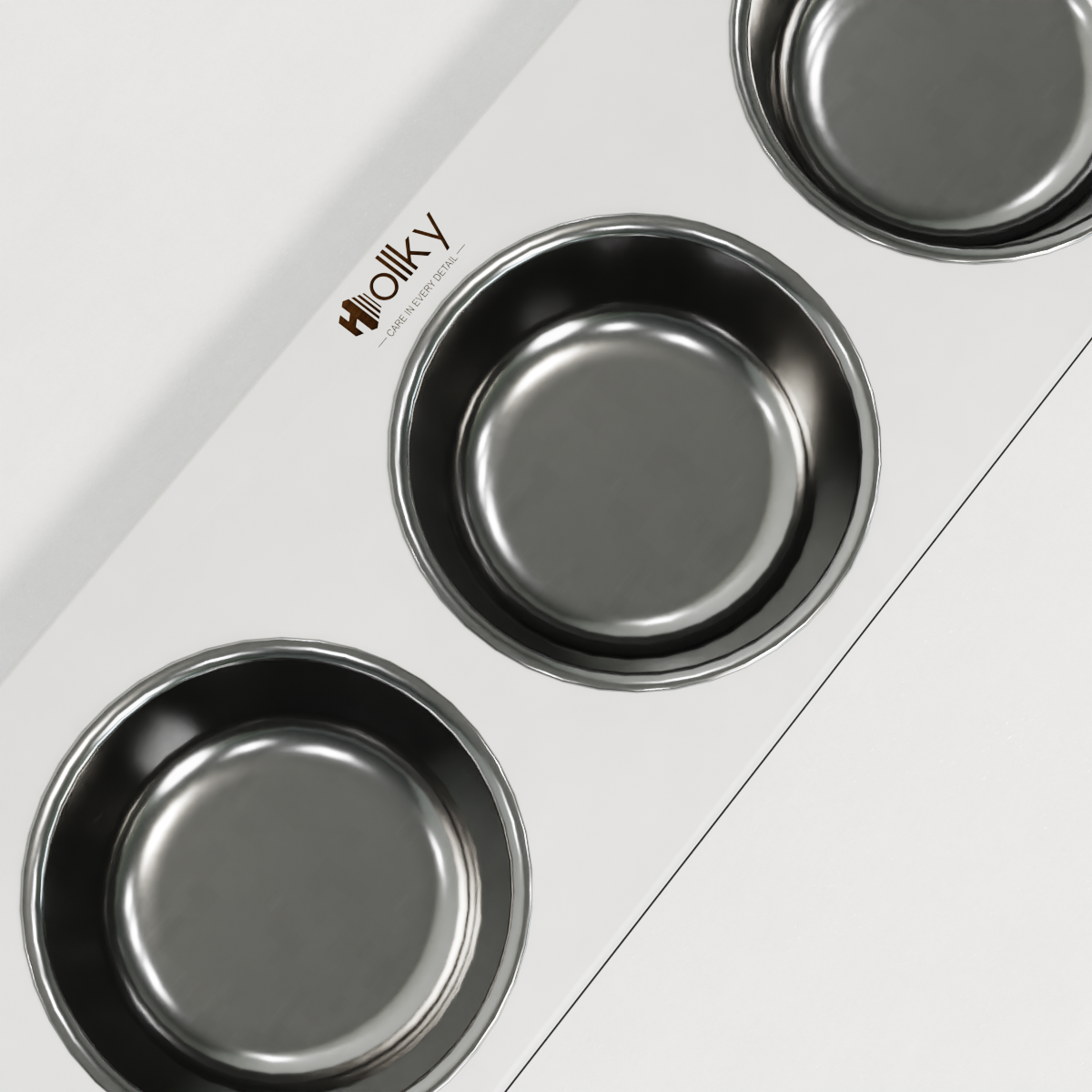 Миски на подставке для котов и маленьких собак Hollky Base Bar 3х0,45 л (Bar-54187-BLWH) - фото 8