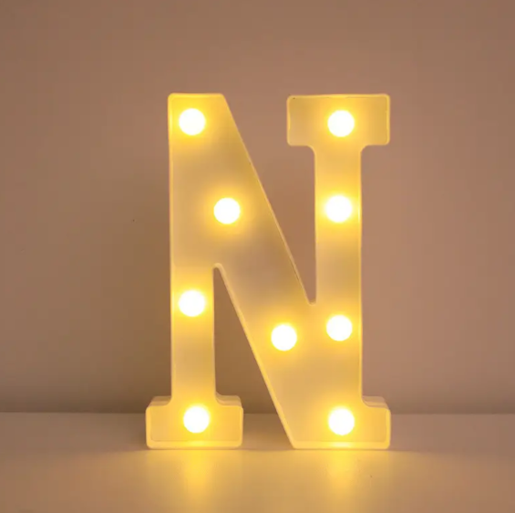 Буква с подсветкой N объемная маленькая 21x17 см Белый (553110/13)