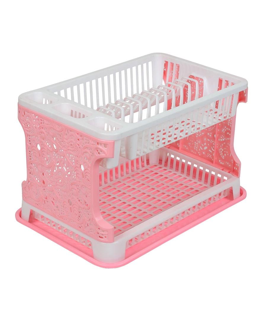 Сушка настільна для посуду із пластику 2-х ярусна Рожевий (10-12-60037)