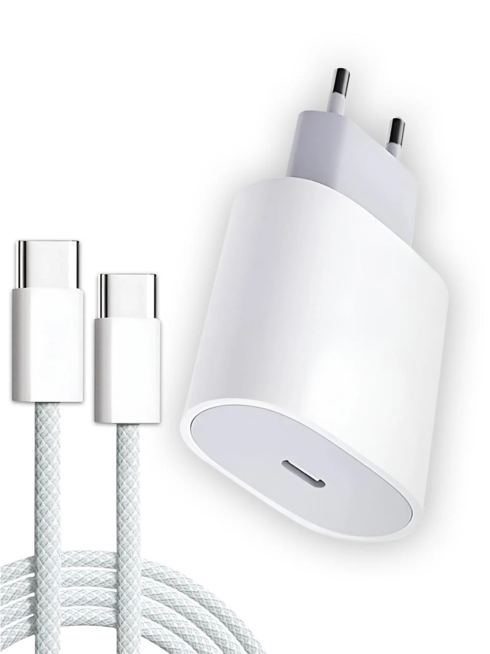 Зарядка Foxconn плетений кабель Type-C 35W Білий (bf4e87ca)