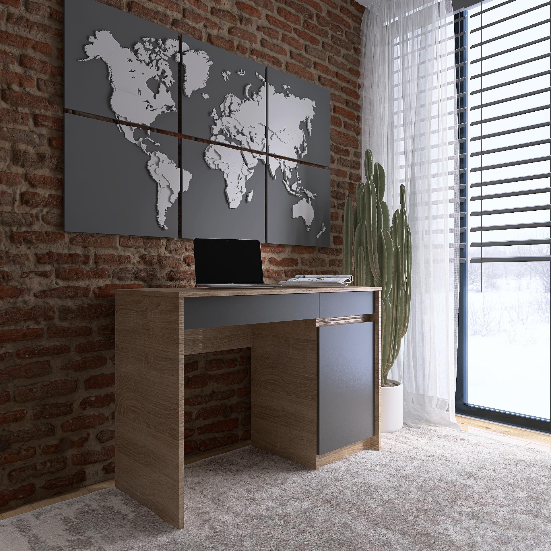 Стол письменный Эверест Сити 110 110х50х76,6 см Дуб сонома/Графитовый (26038184) - фото 3 Стол письменный Эверест Сити 110 110х50х76,6 см Дуб сонома/Графитовый (26038184) - фото 3