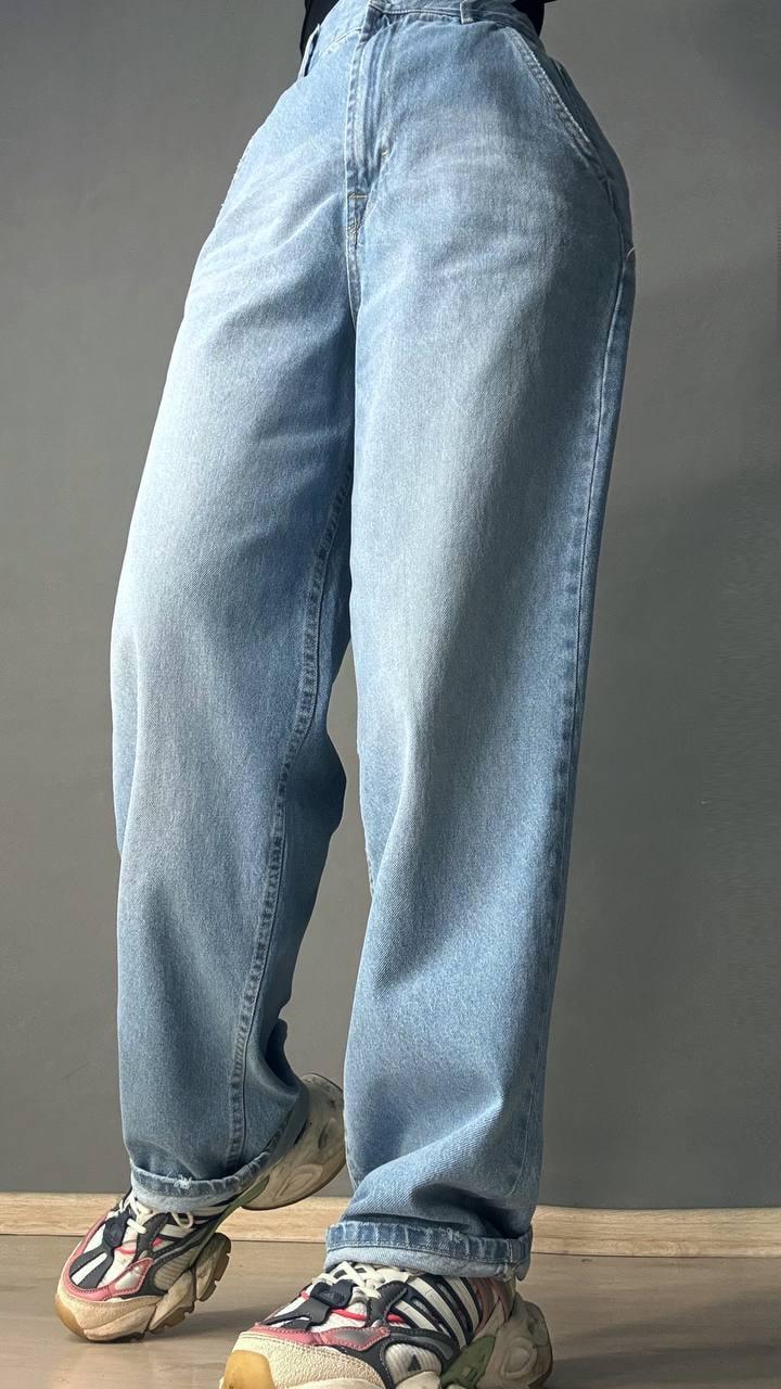 Джинсы женские Its Basic 4148-2 SKATER с резинкой на талии широкие Голубой