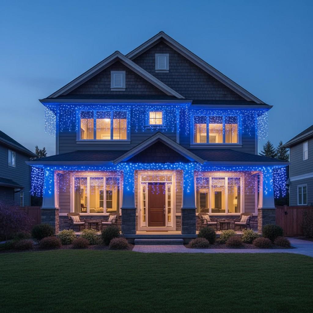 Гірлянда мережна Бахрома вулична 20 м 335 LED діодів зовнішня від мережі чорна нитка колір світла Синій (20MBBL) - фото 3 Гірлянда мережна Бахрома вулична 20 м 335 LED діодів зовнішня від мережі чорна нитка колір світла Синій (20MBBL) - фото 3