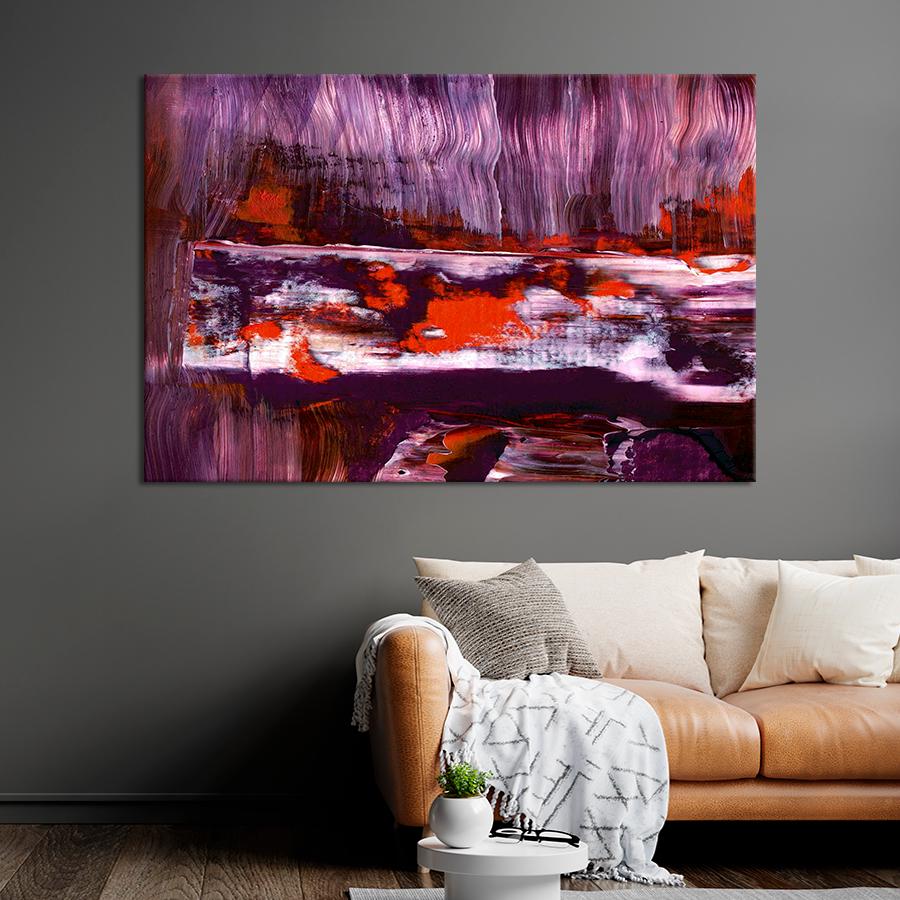 Картина Красно-сиреневая абстракция 51x34 см (A963-1)