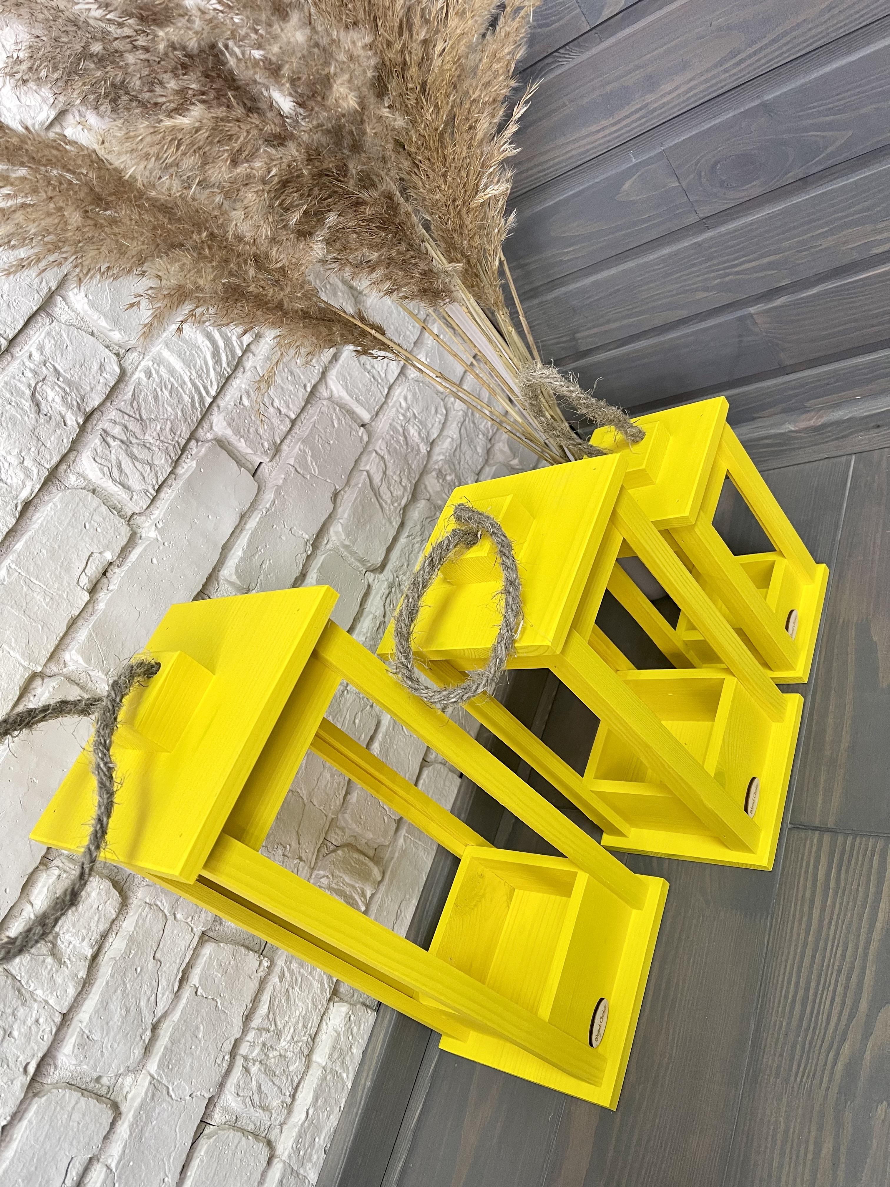 Набор подсвечников деревянные Фонари 25/35/45 см Желтый - фото 2 Набор подсвечников деревянные Фонари 25/35/45 см Желтый - фото 2