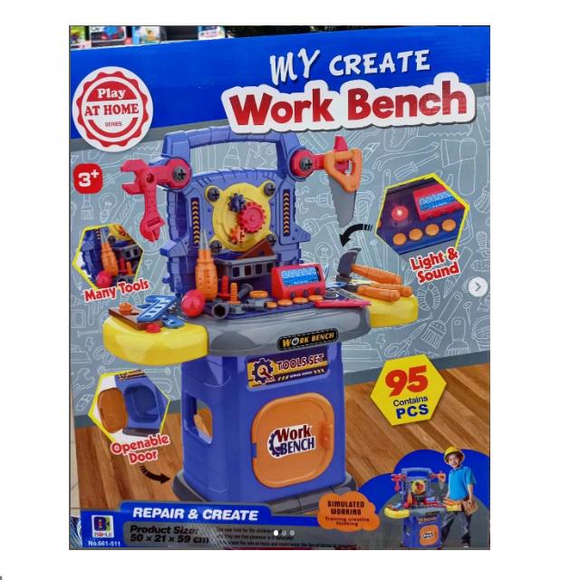 Набор игровой Work Bench звуки мелодии подсветка 95 элементов Blue/Red (139953) - фото 3