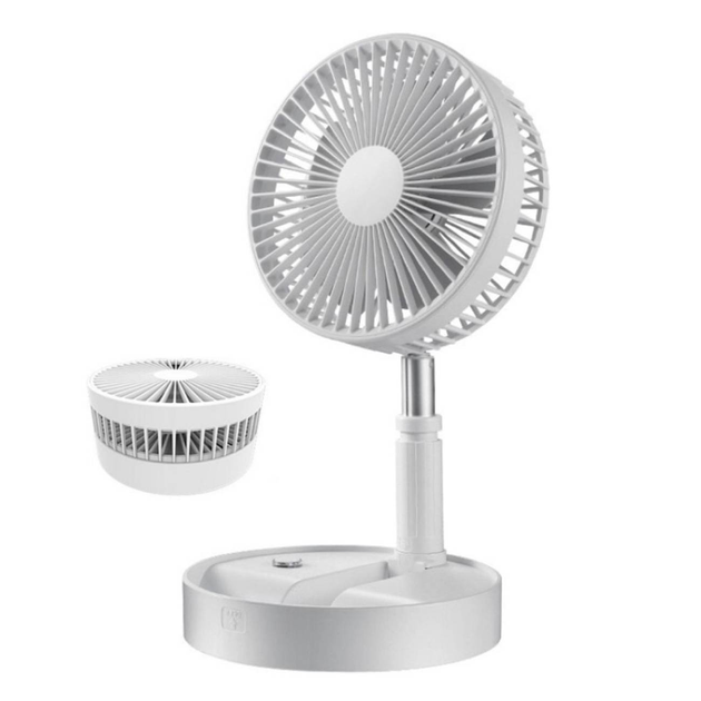 Вентилятор аккумуляторный портативный телескопический бесшумный на ножке White - фото 4