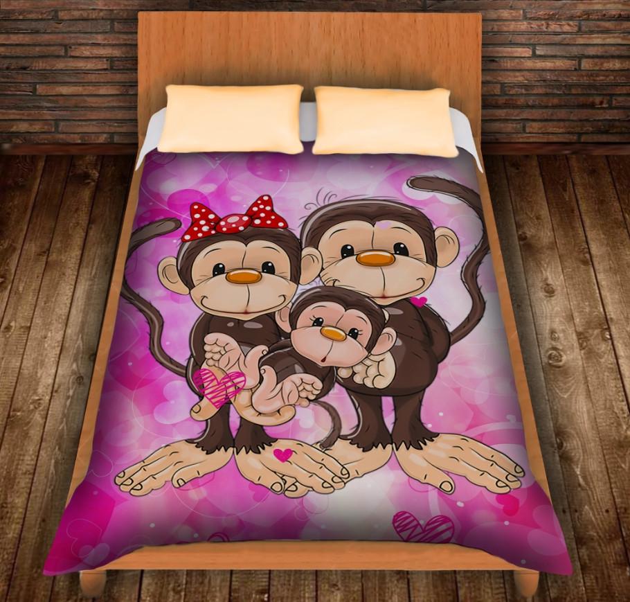 Плед с 3D принтом Веселые обезьянки 1 150x200 см Розовый (epi_0406) Плед с 3D принтом Веселые обезьянки 1 150x200 см Розовый (epi_0406)