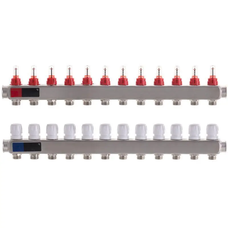 Коллектор Standard на 12 выходов в сборе для теплого пола 1"-3/4"