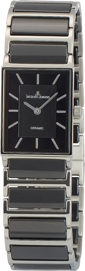 Наручные часы женские Jacques Lemans York 1-1651.1A со стальным корпусом/сапфировым стеклом WR 50 м и черным циферблатом Наручные часы женские Jacques Lemans York 1-1651.1A со стальным корпусом/сапфировым стеклом WR 50 м и черным циферблатом