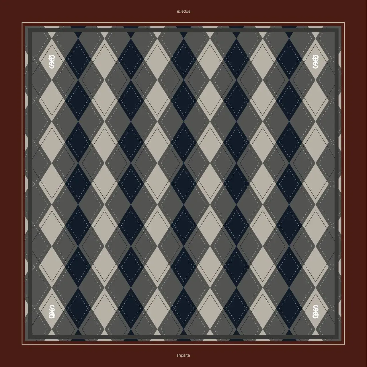 Платок Аргайл шелковый односторонняя печать 55х55 см (27553276)