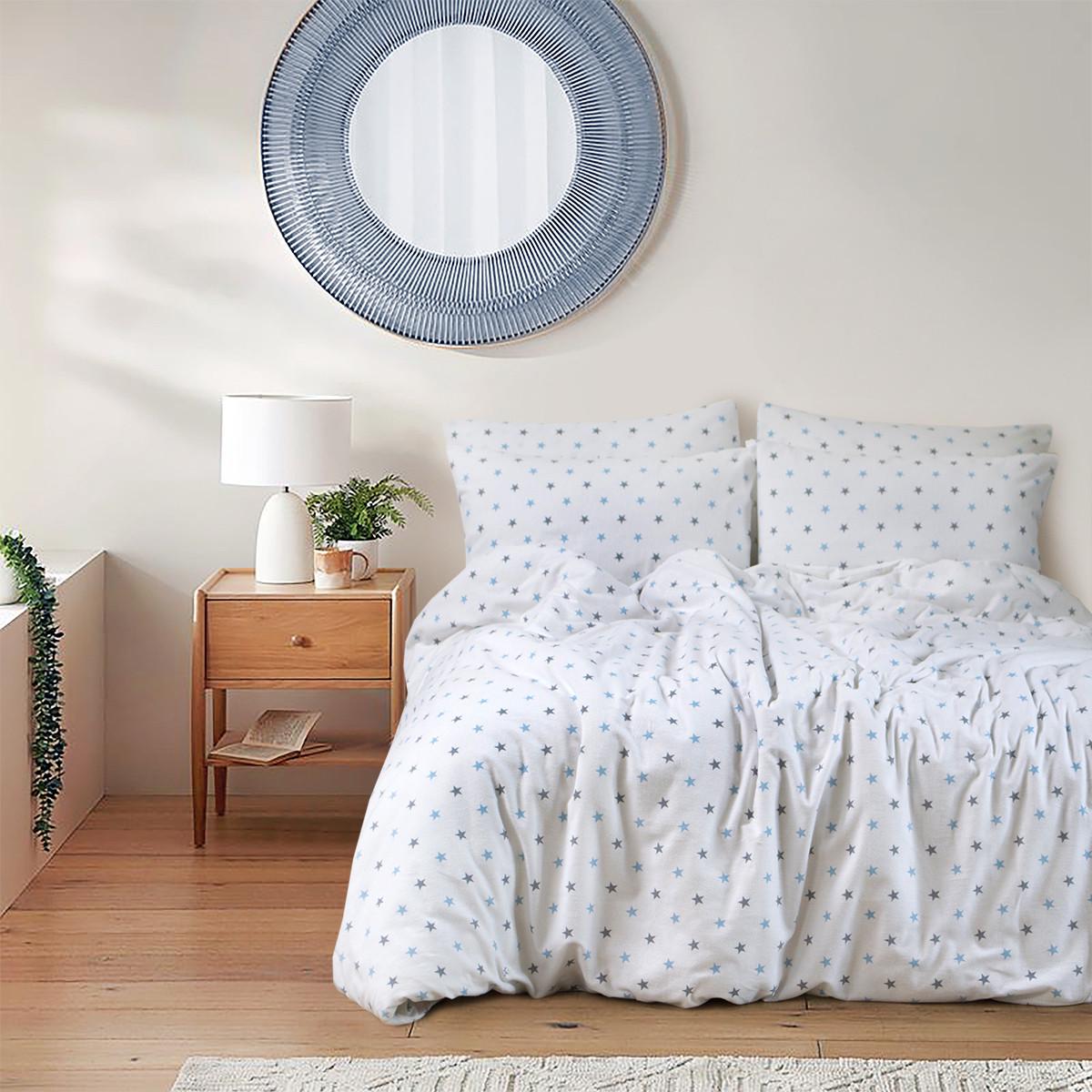 Постельное белье Lotus Home Фланель Sky Full полуторный Белый/Серый (18266)