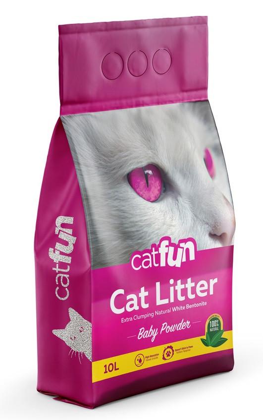 Наполнитель для лотков бентонитовый Catfun с ароматом детской присыпки 10 л (2567537241)