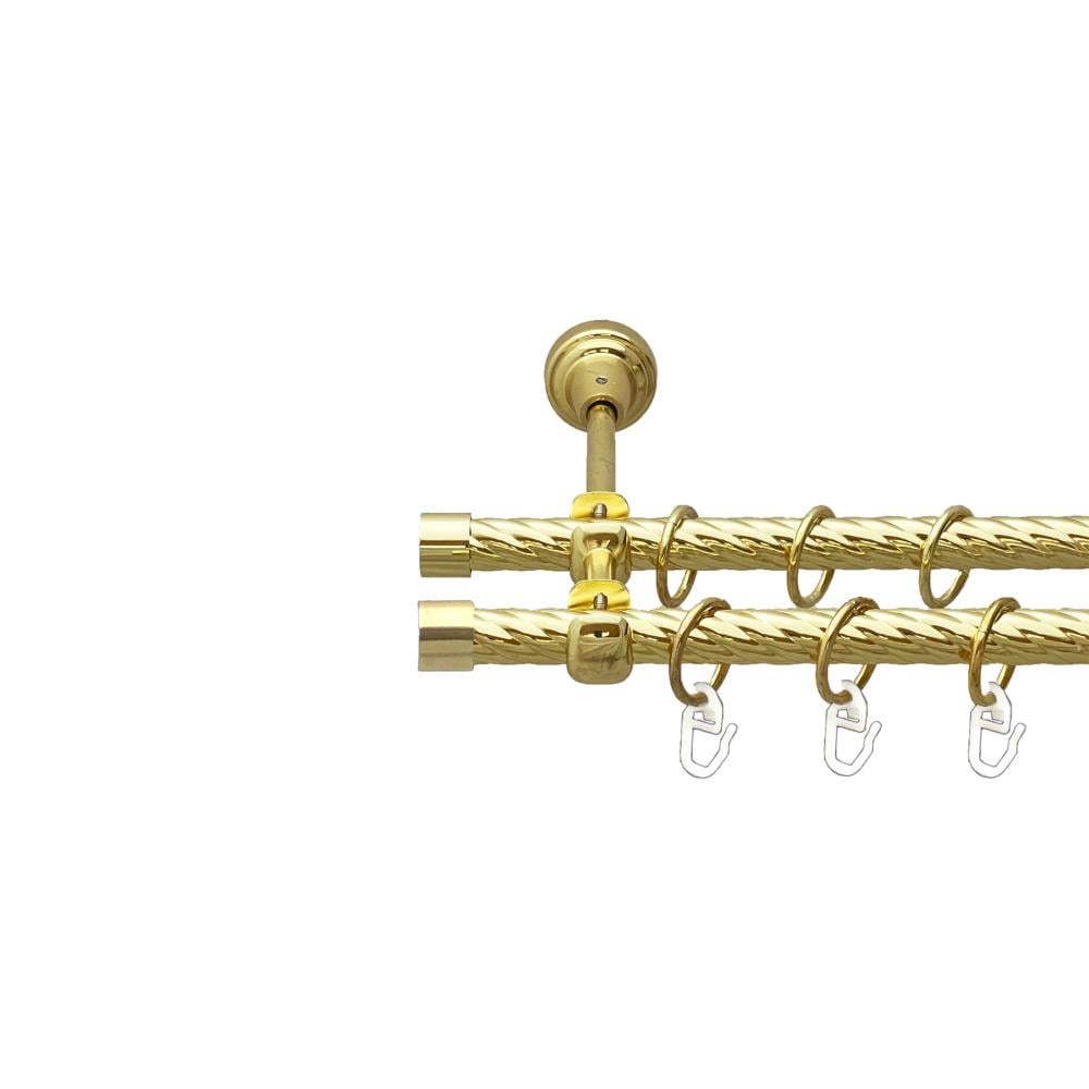 Карниз Orvit Заглушка металевий дворядний відкритий скручена труба кільце металеве 16/16 мм 240 см Золото (00-00024918)