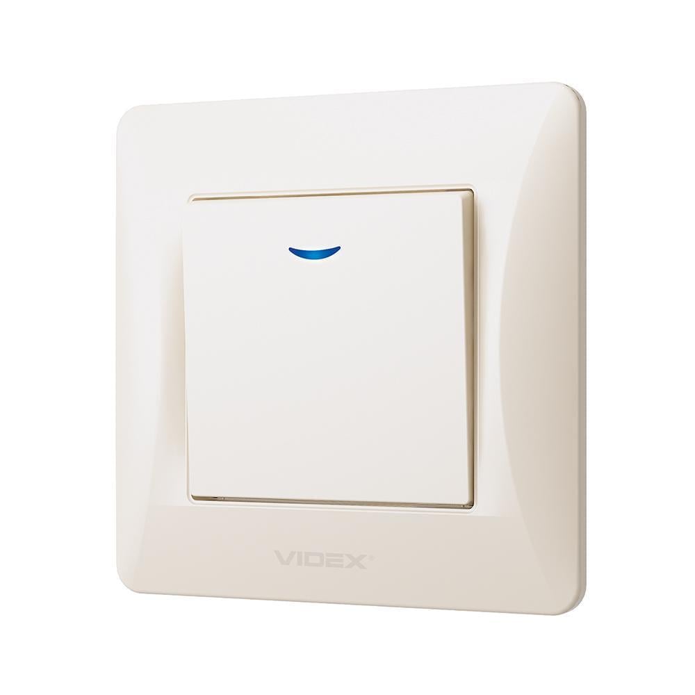 Вимикач одноклавішний Vіdех Bіnеrа з підсвіткою Кремовий (22551003) Вимикач одноклавішний Vіdех Bіnеrа з підсвіткою Кремовий (22551003)